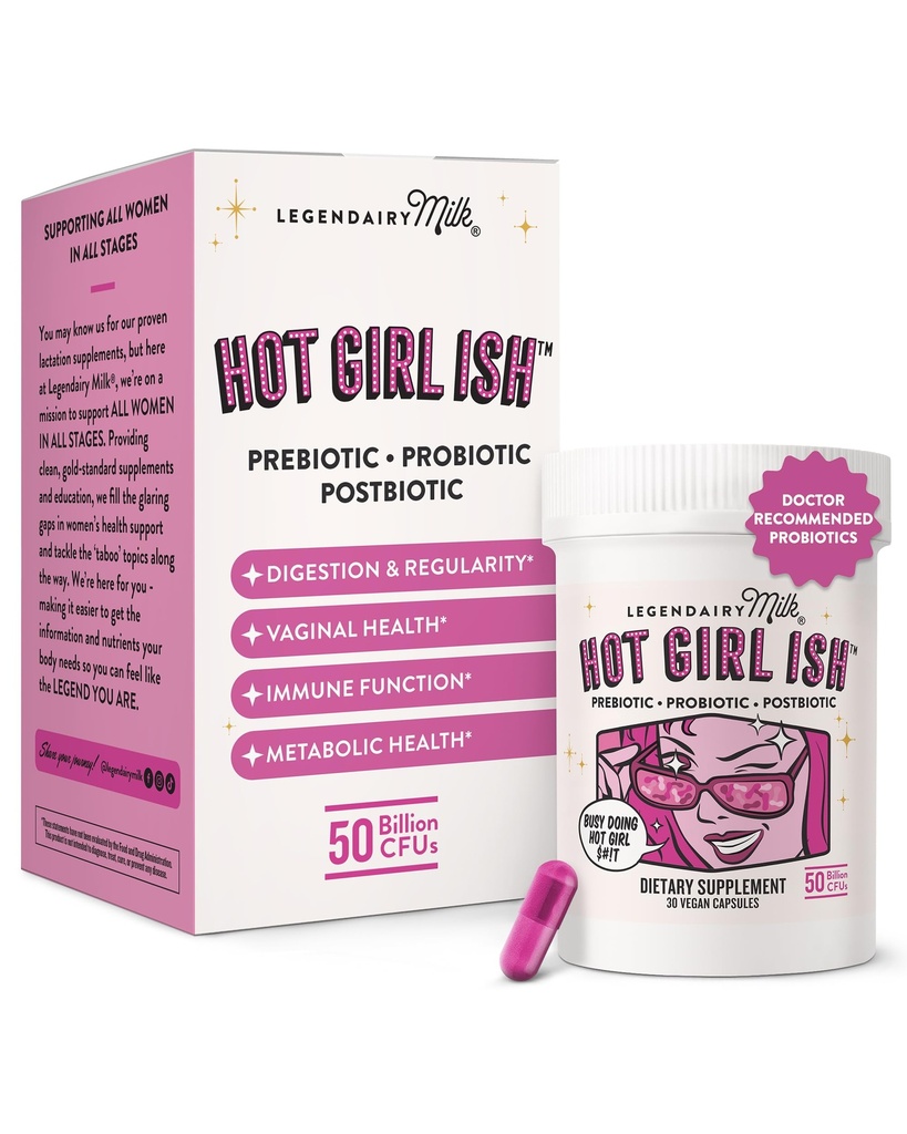 Legendairy Milk Hot Girl Ish™ - Daily Probiotics for Women with 50 Billion CFU - Women's Probiotic Supplement with 20 Probiotic Strains, Prebiotics & Postbiotic for Digestive, Gut & Immune Health
