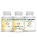 Dr Clark Store Intestine Support & Cleanse Kit - with Freeze-Dried Green Black Walnut Hulls, Wormwood, and Cloves-Helps Maintain Optimum Intestinal Function - Vegetarian Capsules