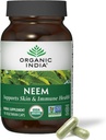 ORGANIC INDIA Neem Leaf Capsules - Herbal Supplement, Skin & Immune Health, Vegan, Gluten Free, USDA Certified Organic - 90 Count