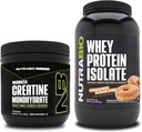 NutraBio Hardtine Monohidrat, Unflavored, 150g və Whey Protein Isolate, Cinnamon Sugar Donut, Paket - Muscle Energy, Lean Muscle Growth, Recovery və Strength