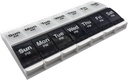 EZY DOSE Push Button (7- Day) Pill Case, Planner Medicine, Vitamin Organizátor, 2 krát denně AM / PM Kontejner, X-Large Compartments, Artritis Friendly, Efforeless Open, Clear Lids, Blue / White, BPA zdarma