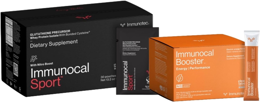 Immuncal Sport Bundle Sport og Booster Energy Performance - Glutathione Precursor med Whey Protein Isolate & Nrf2 Aktivator