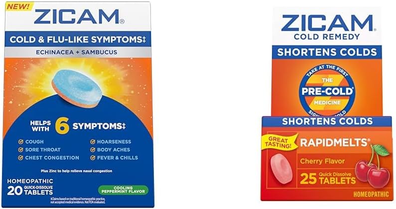 Zicam Cold & Flu Симптоми 20 Таблетки Cold Remedy Цинк Rapidmelts 25 Брой Хомеопатични Студени Съкращения
