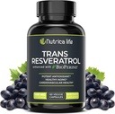 Trans Resveratrol Supplement 500mg Pothent Anti Aging Formula, Potężny przeciwutleniacz do serca i zdrowia komórkowego, Suplementy booster mózgu z bioperine, 60 Vegan Czapki