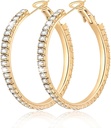 Big Large 925 Sterling Silver Hoop Earrings For Women Pave Crystal 14k Plated Gold Hoops Earring for Womens Thin Sparkly Cubic Zirconia Statement Rhinestone Jewelry Non Tarnish Hypoallergenic