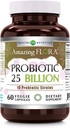 Increíble Flora Probiótico Suplemento  25 Billion-10 Strains ← 60 Veggie Capsules ← No Gluten-Free TEN Made in USA