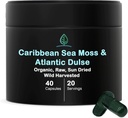 Holistic Bin Organic Sea Moss Capsules 100% reine karibische Meer Mooss + Dulse Seaweed | Wild Harvested | Keine Füllstoffe | Reich an Antioxidantien, Mineralien und Iodin (40 Kapseln)