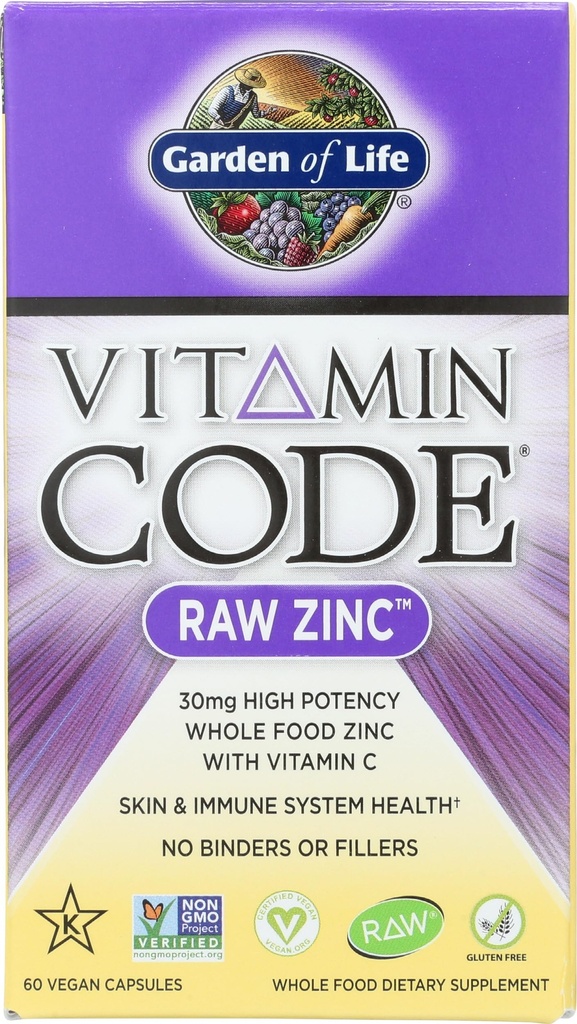 Garden of Life Vitamin Code Zinc Vegan Capsules, 60 CT