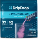 DripDrop Hydration Pakker - Fed Variety Pack - Single Serve Electrolytes Powder Mix - Watermelon, Berry, Lemon, Orange - Ikke-GMO, Gluten Free, Vegan - 32 sticks