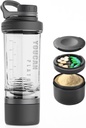 21oz Protein Shaker palack portárolós tartály -Shaker Cups fehérjekészítmény -pre edzés palackok -Mixer Cup- Gym Sport víz palack -Made with Tritán BPA Free, Wire Whisk Balls (fekete)