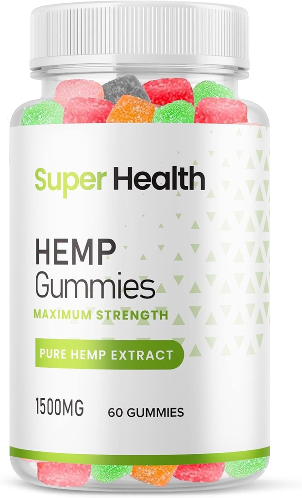 Super Health Hemp Gummies-Official Formula-Super Health Gummies Extra Strength with 25mg per Gummy and 1500mg per Bottle,Assorted Flavors Gummies Maximum Strength New Formula 2023 (60 Gummies)