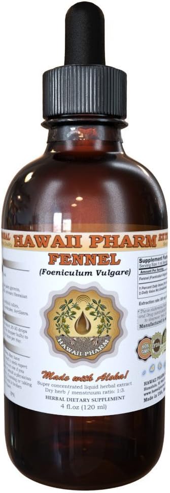 Hawaii Pharm Fennel Liquid Extract, Fennel (Foeniculum Vulgare) Seed Powder Tinture Supplement 2 oz