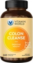 Vitamin World Colon Cleanse - 240 Capsules, Gut Detox with Psyllium Husk, Senna, Probiotics, Dietary Fiber " Herbal Blend – Supports Constipation Relief, Digestive Health " , Gluten-Free