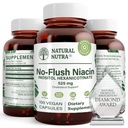 Natural Nutra No Flush Niacin, Vitamin B3 Supplement, Helps Improve Cardiovascular Health, Helps Improve Skin Texture, Promotes Better Brain Function, Helps Boost Energy Level 525 mg, 100 Capsules
