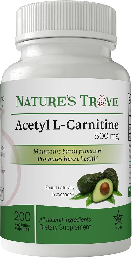 عاصفة الطبيعة Acetyl L-Carnitine (ALCAR) 500 mg 200 Vegetarian Capsules