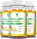 (3 Pakke) 9 i 1 Mullein Gummies for Lung Cleanse & Detox, Extra styrke Mullein Leaf Extract w/Quercetin, Bromelain, Elderberry & Marshmallow for respirasjon, Immun & Digestive, Vegansk, 180 greve