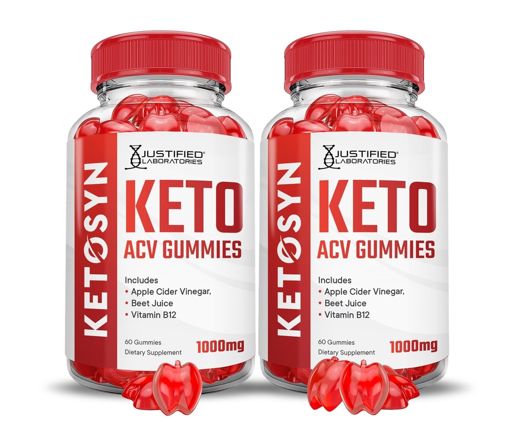 (2 Pack) Ketosyn Keto ACV Gummies Advanced Formula 1000MG Ketosyn Keto Gummies Apple Cider Vinegar Formulated with Pomegranate Beet Juice Powder B12 Vegan Non GMO 120 Gummys