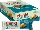 think! Vegan/Plant Based High Protein Bars - Peanut Butter Chocolate Chip, 13g Protein, 5g Sugar, No Artificial Sweeteners, Non GMO Project Verified, 10 Count (Packaging May Vary)