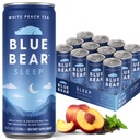Blue Bear Sleep Adaptogen Drink, Ready-to-Drink Sleep Tea, White Peach Melatonin (5mg) with Chamomile, Lavender, Ashwagandha, GABA & L-Theanine, Caffeine-Free, Zero Sugar, 8.4 Fl Oz (12 Pack)