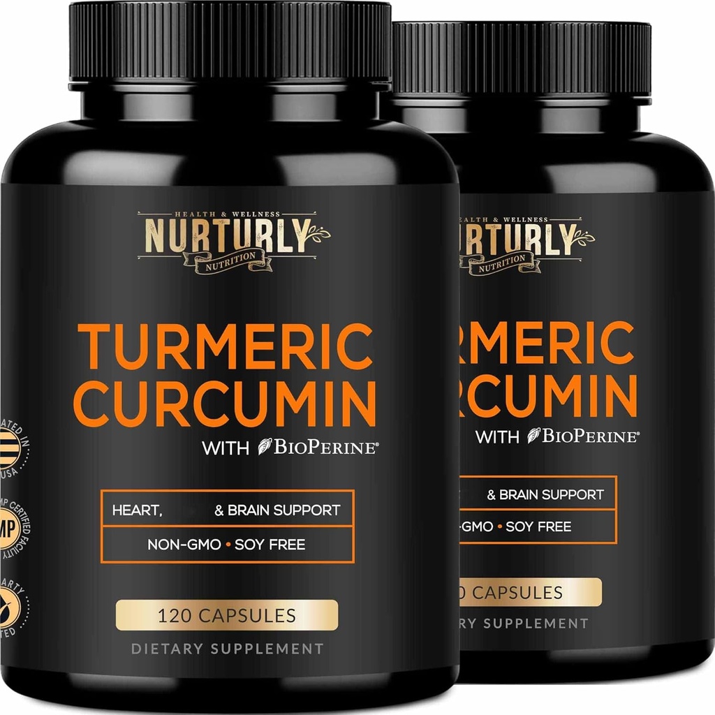 Turmeric Curcumin med BioPerine Black Pepper og 95% Curcuminoids - høy absorpsjon Turmeric kosttilskudd 1300 mg for Hearth Helse - Ikke-GMO, Glutenfri - 240 kapsler