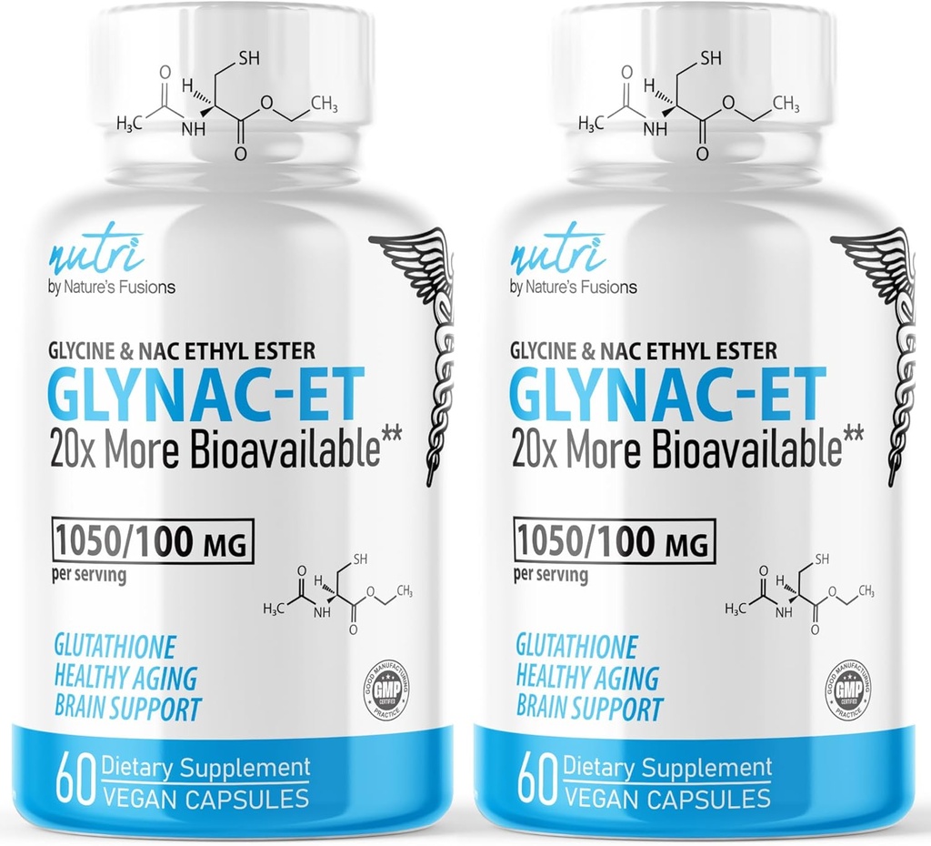 Naravne fuzije GlyNAC-ET NAC dodatek N-Acetil Cistein etil Ester - 20x Več Biorazpoložljiv - Glycine & N-acetilcistein Etil Ester Anti Aging Supplement, Boost Glutatione Pack 2-120 Count