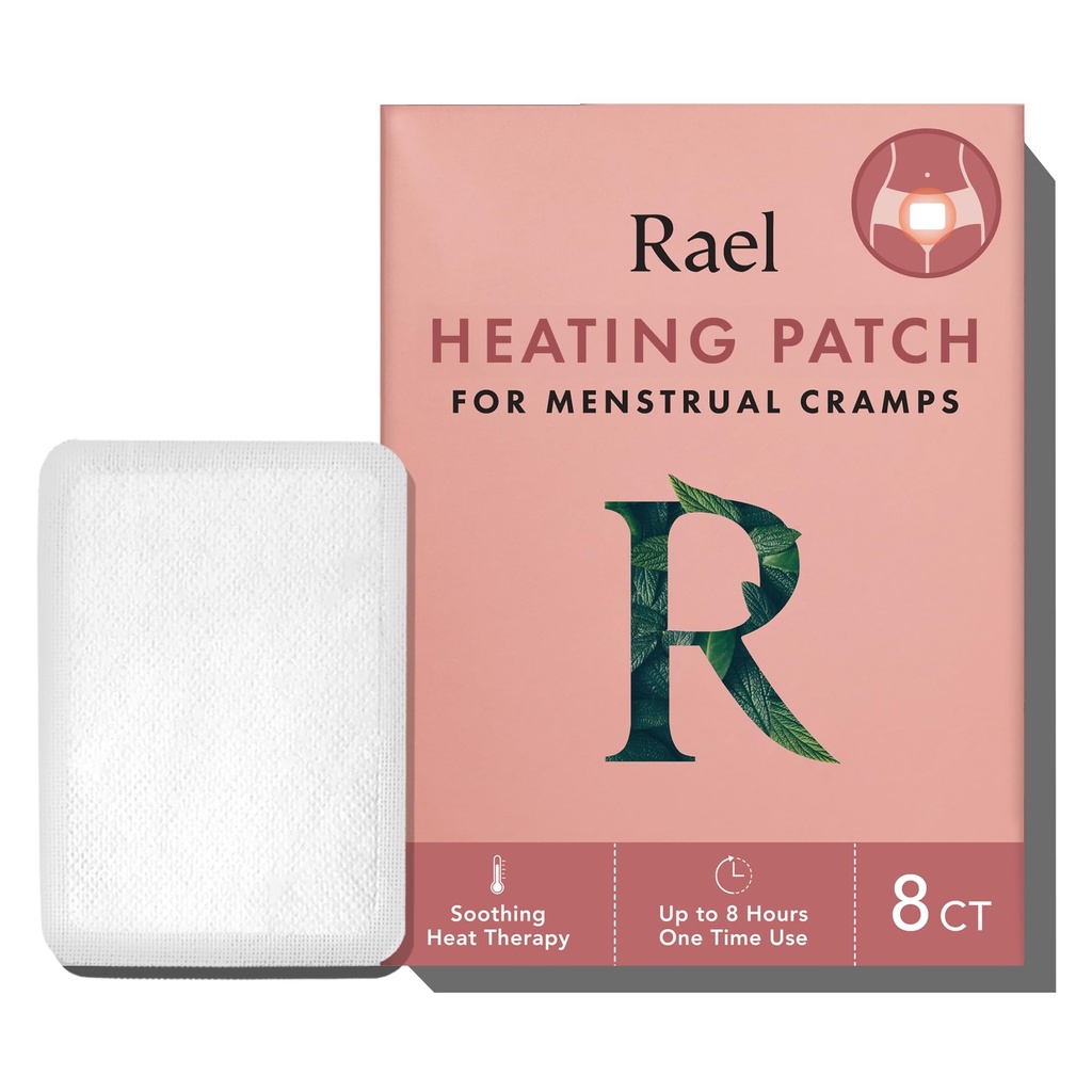 Rael Herbal Heating Patches - Period Cramps, Ultra Thin Design, On The Go Size (8 Count)