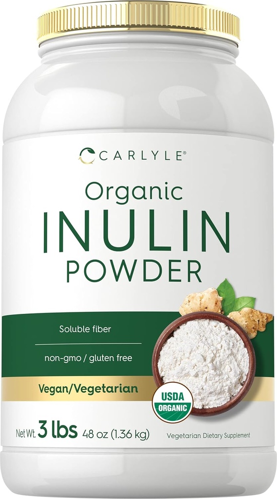 Carlyle Organic Inulin Powder 48oz | 예루살렘 Artichoke의 Prebiotic Fiber | 비건, 채식, 비 GMO 및 글루텐 무료 보충