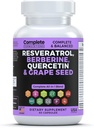 Suplemento de resveratrol con quercetina, Berberina, extracto de sementes de uva e mestura de polifenol para a saúde da pel, apoio inmune e impulso antioxidante