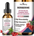 Berberine Liquid Drops-Berberine HCL Drops with Ceylon Cinnamon, Bitter Melon, Turmeric, Liquid Herbal Extract Supplement for Immune & Digestion Health (60 мл)