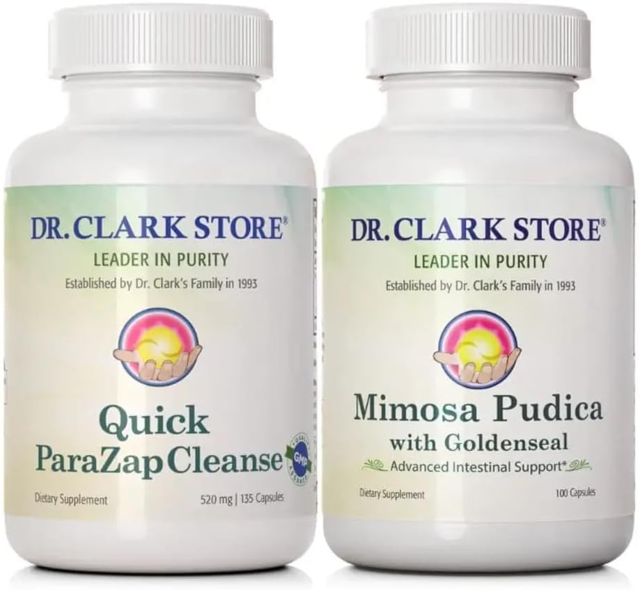 Dr Clark Store Quick para-Zap Cleanse & Mimosa Pudica — мощная чистка, поддержка детоксикации и формула здоровья кишечника