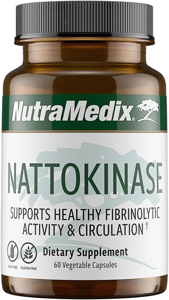 NutraMedix Nattokinase Supplement - Nattokinase 2000 FU per Serving - Formuleeritud südame tervise ja tervisliku vereringe toetamiseks - Gluteen + piimavaba (60 kapslit)