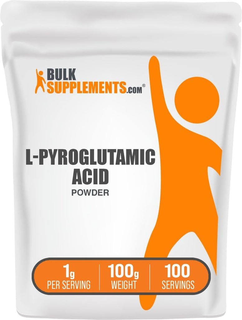 BulkSupplements.com L-Pyroglutamic Acid pulver - Pyroglutamic Acid Kosttilskudd, Amino Acid Supplement - For Velvære, Glutenfri, 1g per servering, 100g (3.5 oz) (Pack of 1)