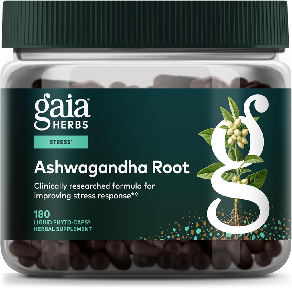 Gaia Herbs Ashwagandha Root - Stres Relief & Sleep Support Supplement - Supports Balanced Energy Levels & Pozitif Outlook* - 180 Vegan Sıvı Phyto Capsules (90-Day Supply)