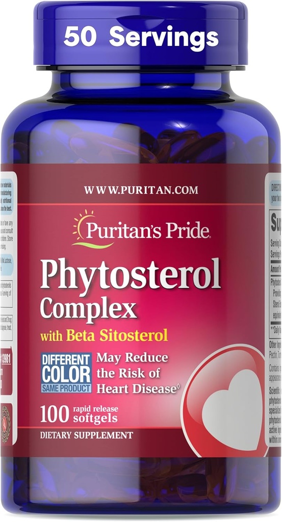 Puritan 's Pride Premium Phytosterol Complex 1000mg s Beta Sitosterolem, dodatek stravy pro srdeční zdraví a Cholesterol snížení doplněk, 100 Rychlé uvolnění Softgels