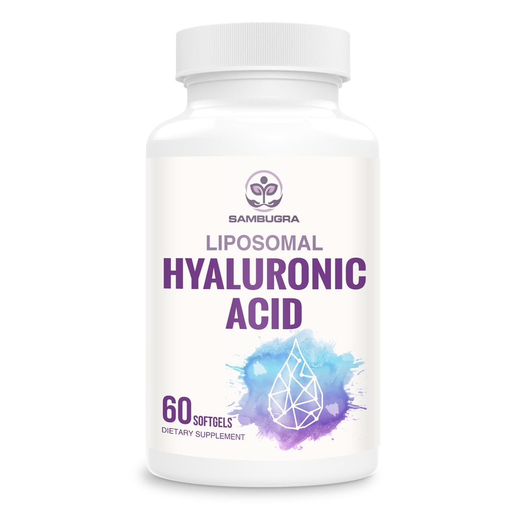 Sambugra Liposomal Hyaluronic Acid 1000mg, High BioavailabilityHyaluronic Acid Capsules, Dietary Supplement Support Skin and Bones, 60 Capsules