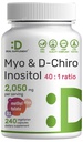 Myo-Inositol & D-Chiro Inositol Supplement for Women (40:1) | 2,050mg Per Serving | 240 Veggie Capsules | with Folate, Vitamin D3 & Vitex | Hormonal Balance & Cycle Support | Non-GMO