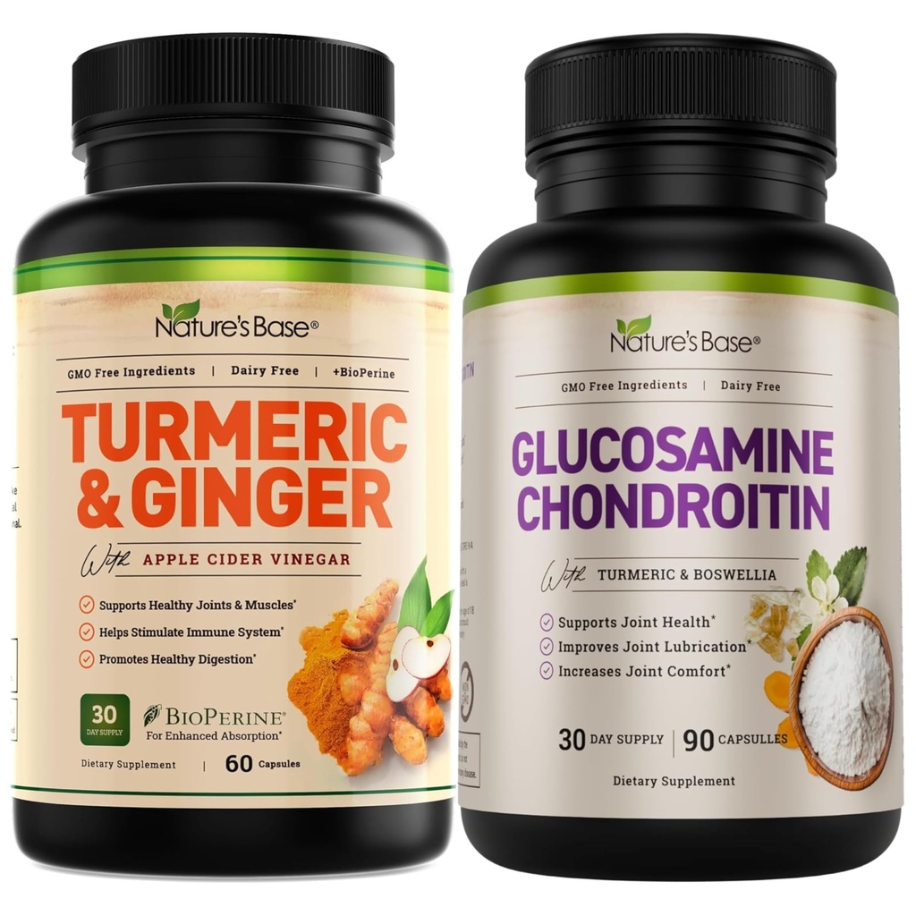 Nature's Base Turmeric & Ginger 60 ct + Glucosamine Chondroitin 90 ct