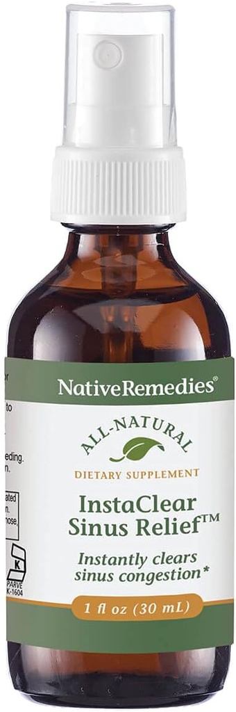 Native Remedies InstaClear Sinus Relief - Minden természetes gyógynövény kiegészítés tiszta, egészséges szinuszok során hideg, allergia vagy Hay láz - 29 ml