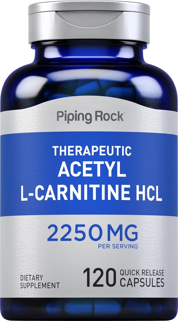 Piping Rock Acetyl L - Carnitine HCL | 2250mg | 120 Capsules | for Men and Women | Theraputic Supplement | Quick Release | Non-GMO, Gluten Free