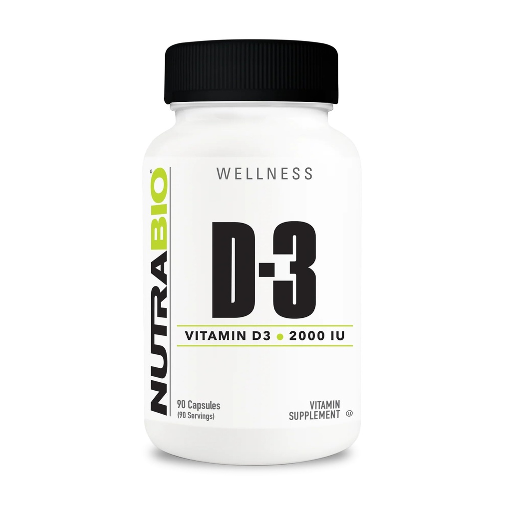 NutraBio Vitamin D (2000 IU), Immune Support - 90 Vegetable Capsules