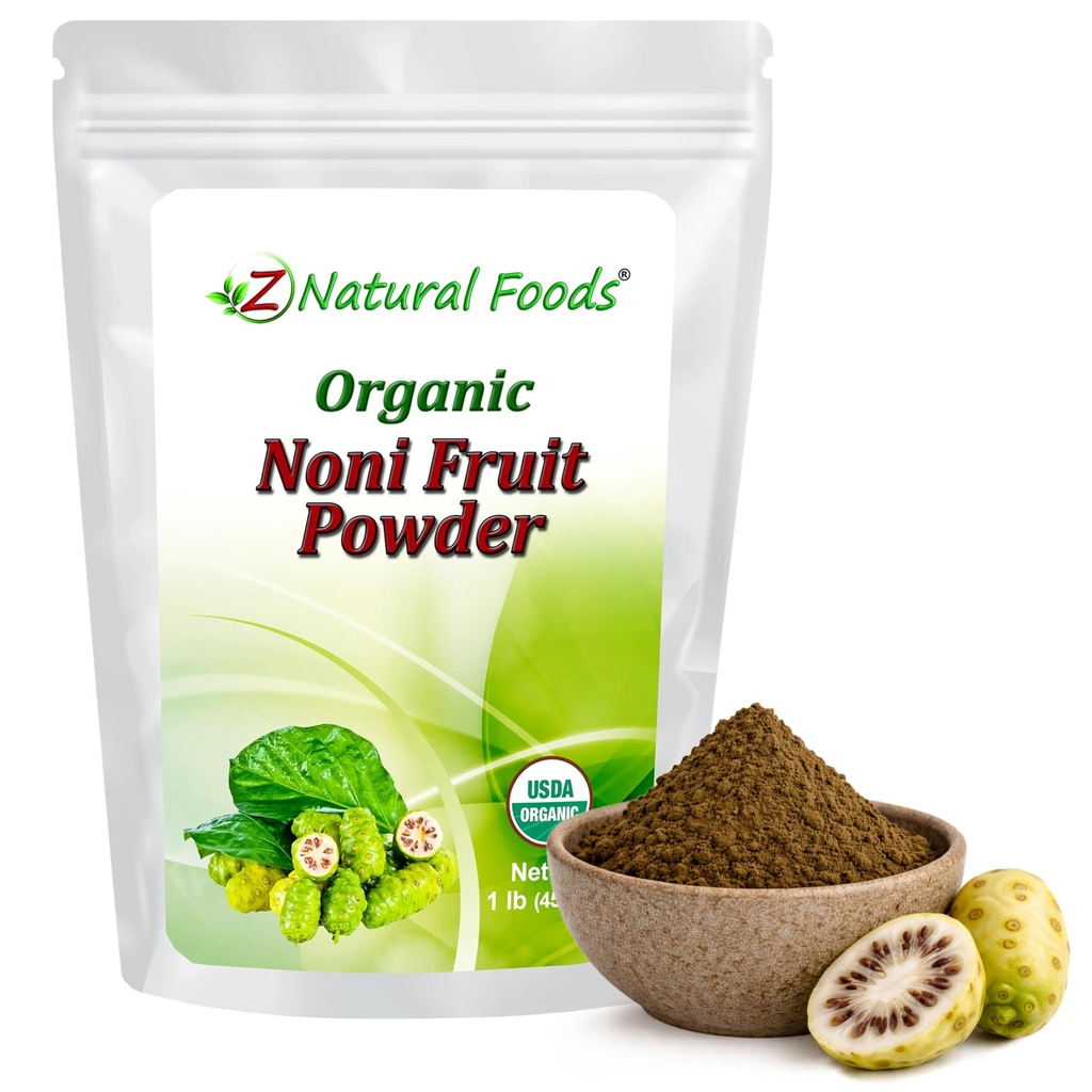 Z Natural Foods Noni Fruit Powder - Organic Raw Non-GMO Gluten-Free Superfood - Supports Healthy Digestion & Energy - Packed with Essential Nutrients & Antioxidants - Mix with Drinks & Recipes, 1 lb