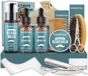 Beard Kit, Beard Grooming Kit untuk Pria W / Straight Razor, 2 Pack Beard Oil, Wash, Balm, Brush, Comb, Gunser Mens Hadiah Natal Ulang Tahun Bagi Pacar Pria Pacar Beard Pemotong Cukur