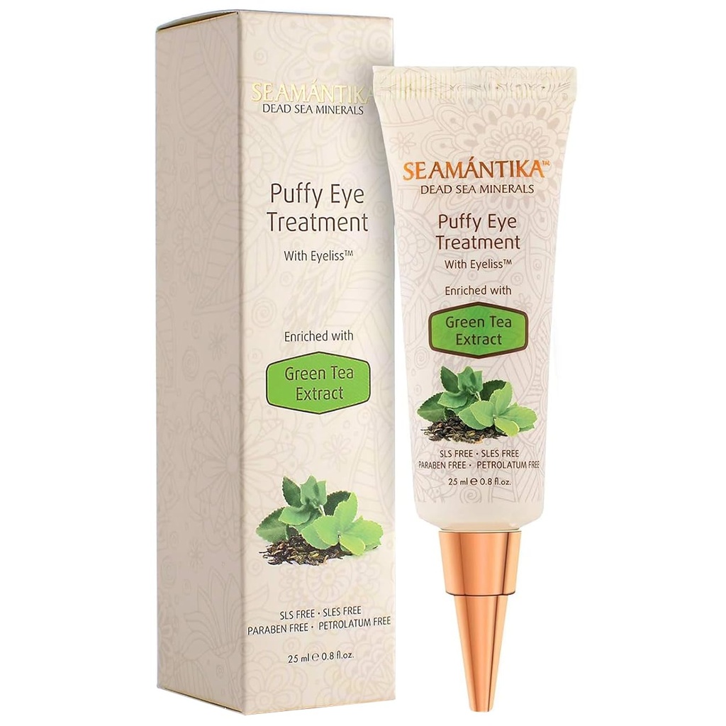 Puffy Eye Treatment Instant results - naturlig eliminere Wrinkles, Puffiness, Dark Circle og Vesker i minutter - Hydrating Eye Cream w/ Green Te Extract, Dødehavsmineraler av SEAMANTIKA - .8 fl.oz.