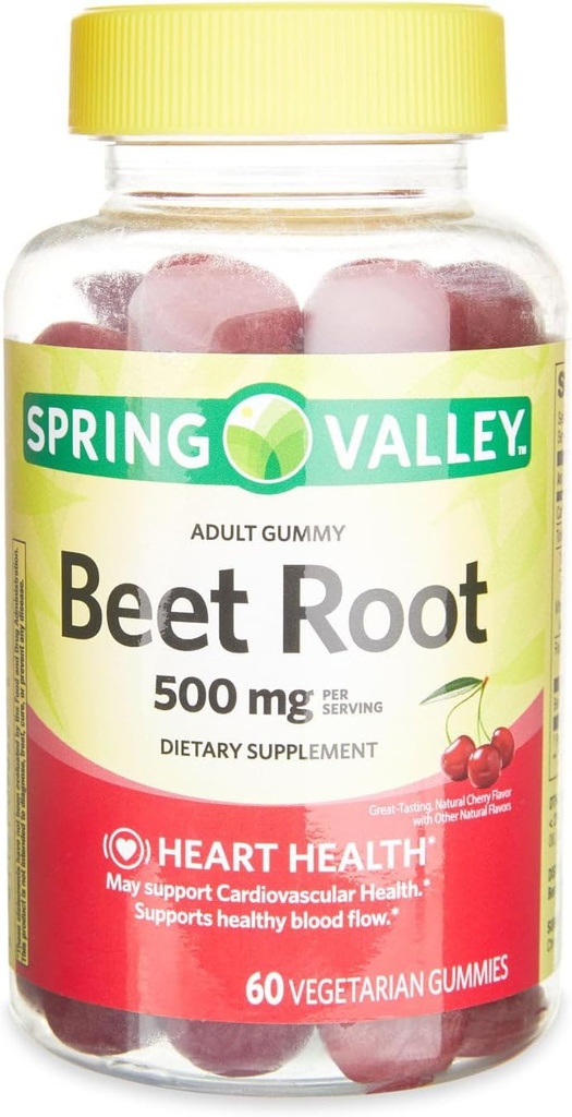 IKJ Beetroot Suplemento dietético Gummies, Cherry, 500 mg, 60 Conde