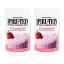 NaturesPlus SPIRU-TEIN, Strawberry - 1.2 lbs, Pack de 2 - Plant-Based Protein Shake - Non-GMO, Vegetarian, Gluten Free - 32 Total Servings