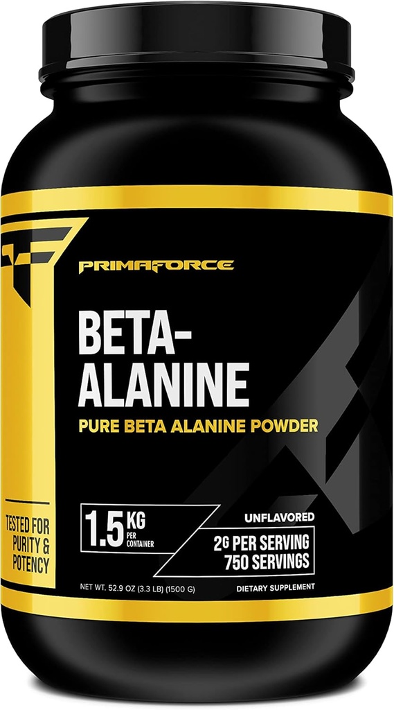 Primaforce Beta Alanine Polvere, non aromatizzata, 1,5 kg - Gluten Free, Non OGM Supplemento per uomini e donne