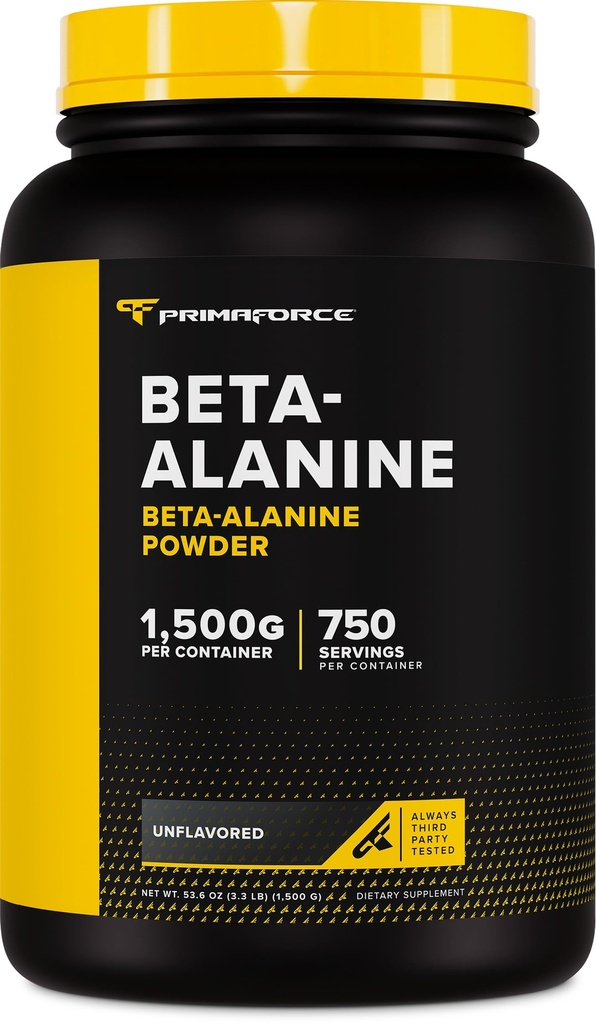 Primaforce Beta Alanine Powder, Unflavored, 1.5 kg - Gluten Free, Non-GMO Supplement for Men and Women
