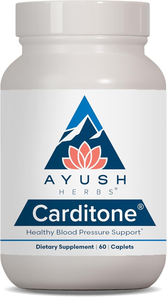 Ayush Herbs Carditone - Natural Heart Health Supplement for Women & Men, BP Formula, Holistic Heart Support with Rauwolfia, Arjuna, Calcium e magnesio - 60 cápsulas vexetarianas (1 Count)