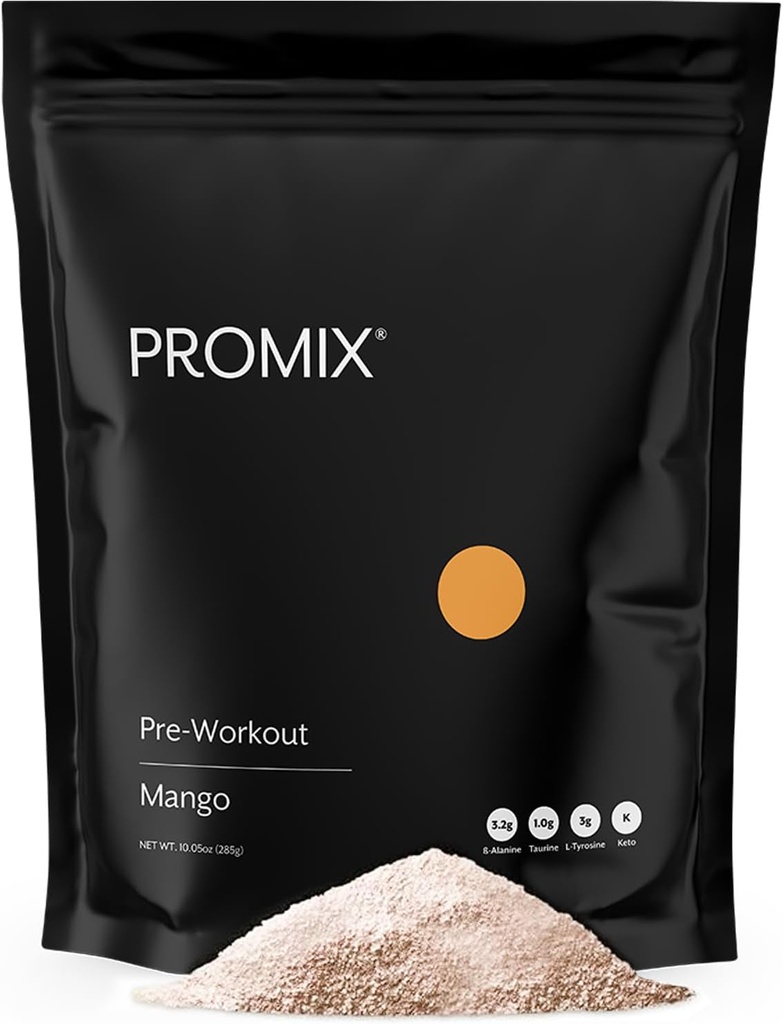 ProMix Nutrition Pre-Workout - Maximalizovať zameranie a výkon - bez Stevia, Xanthan Gum, sója, lepidlo a GMO - Mango - 30 Servírovanie (Pack of 1)