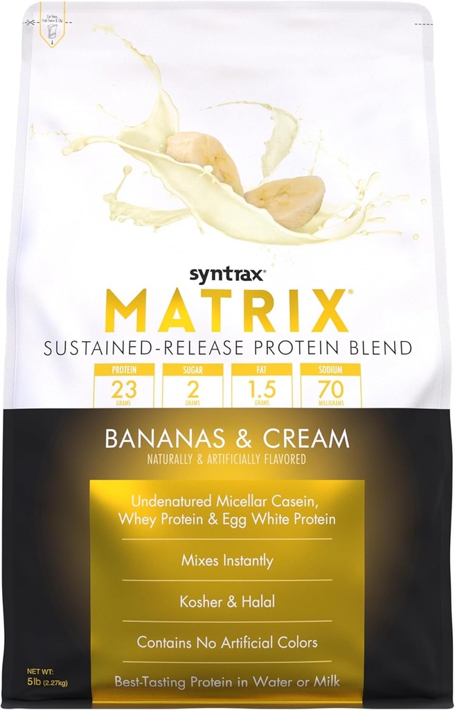 Syntrax Nutrition Matrix Protein Toz, Sustained-Release Mix, Bananas & Krem, 5 lbs.